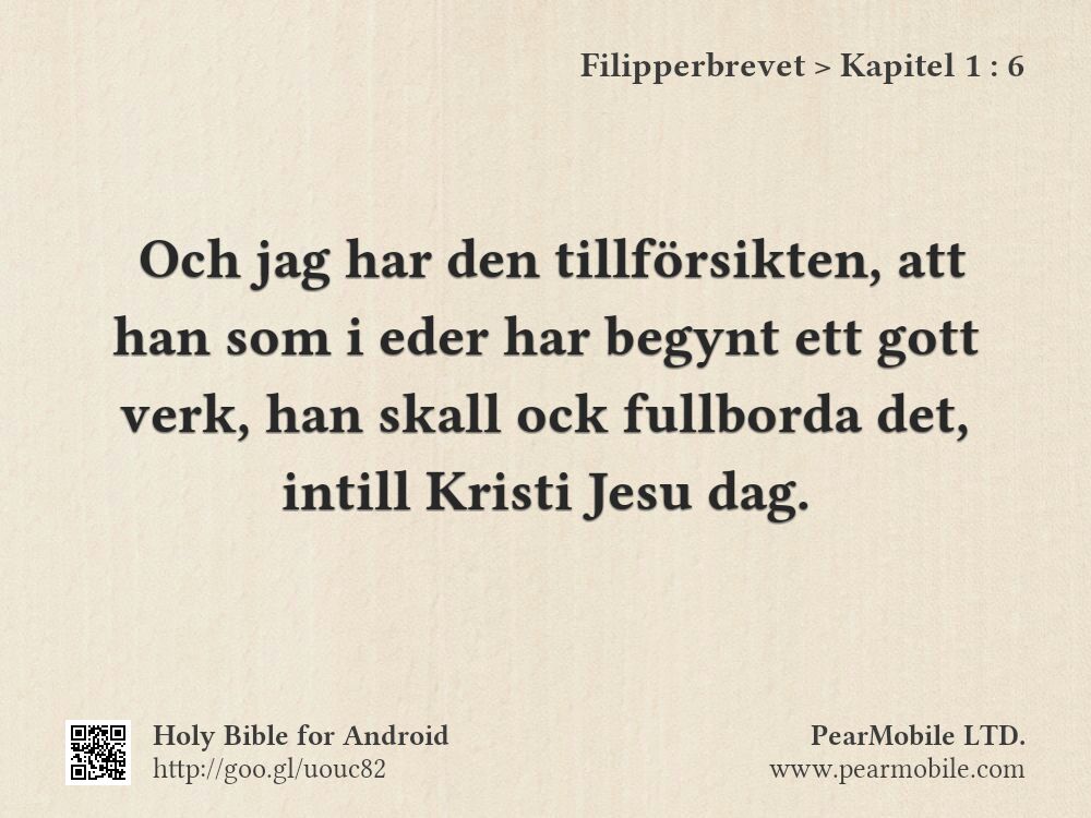Filipperbrevet, Kapitel 1:6